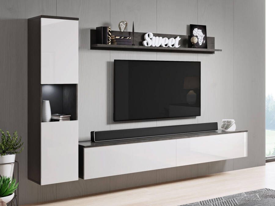 Mobistoxx Tv-meubel set PARLO 4 deuren matera hoogglans wit