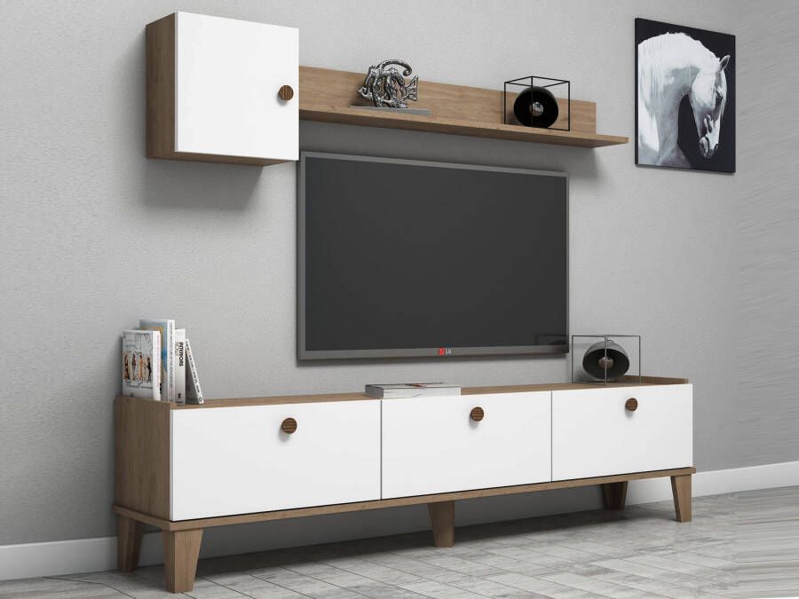 Mobistoxx Tv-meubel set SUMMERLAKE 4 deuren eik wit