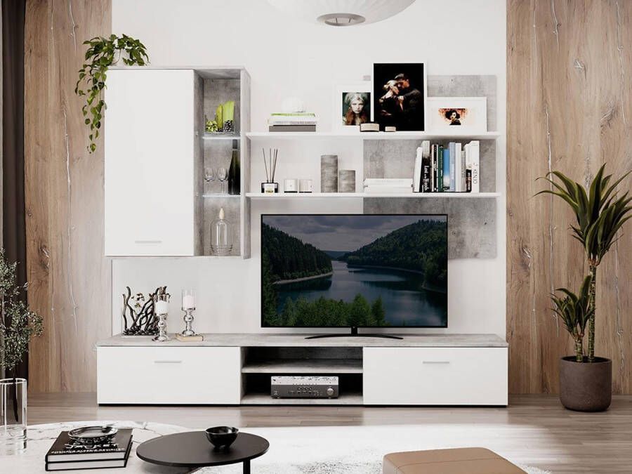 Mobistoxx Tv-meubel set WAZZA 3 deuren wit beton