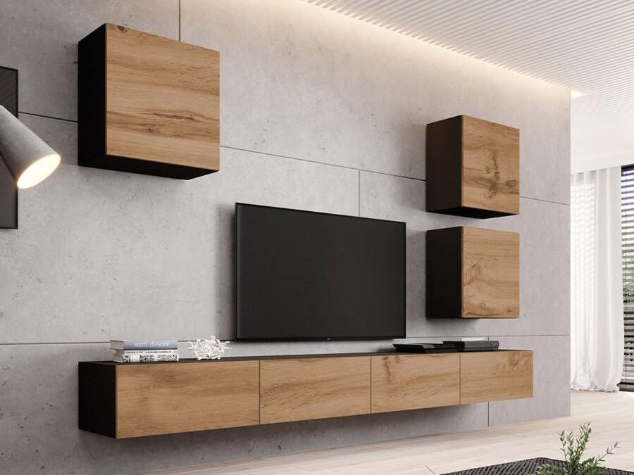 Mobistoxx Tv-meubel set ZIGGY XXIII 5 deuren zwart wotan eik zonder led