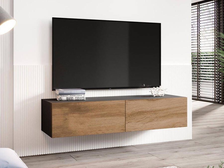 Mobistoxx Tv-meubel ZIGGY I 2 deuren 140 cm zwart wotan eik