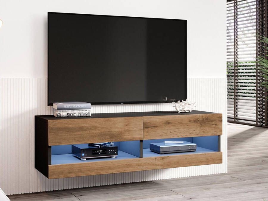 Mobistoxx Tv-meubel ZIGGY II 2 deuren 140 cm zwart wotan eik met led