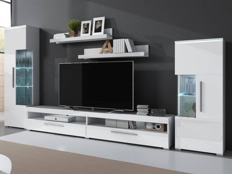 Mobistoxx TV-meubelset INDIRA 01 4 deuren wit hoogglans wit zonder led