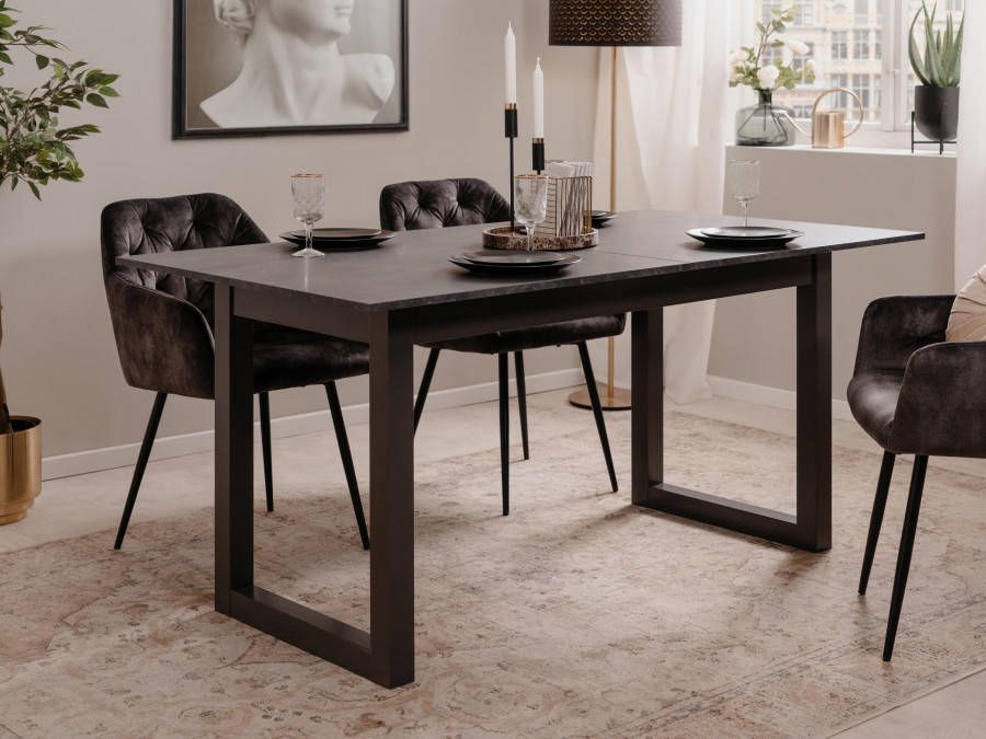 Mobistoxx Verlengbare eettafel AUSTINA 160>200 cm zwart antraciet