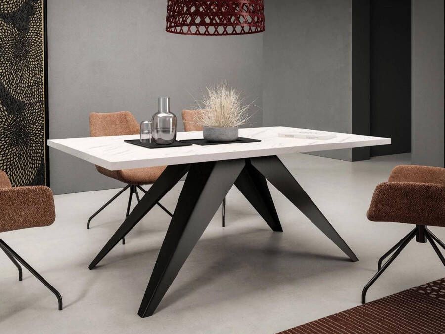 Mobistoxx Verlengbare eettafel AWESOME 140>240 cm zwart marmer wit