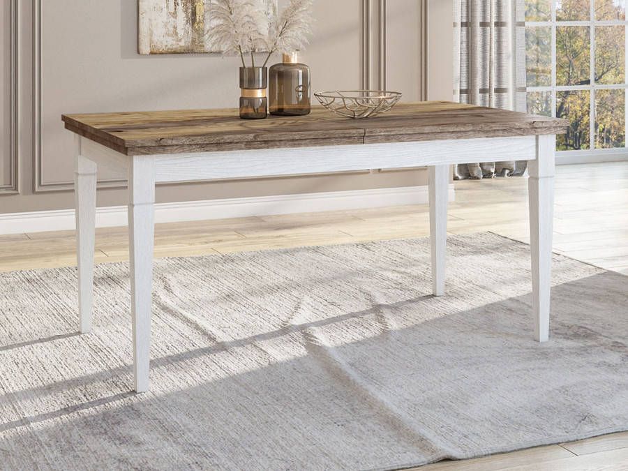 Mobistoxx Verlengbare eettafel EVOCO 160>240 cm wit ribbec eik