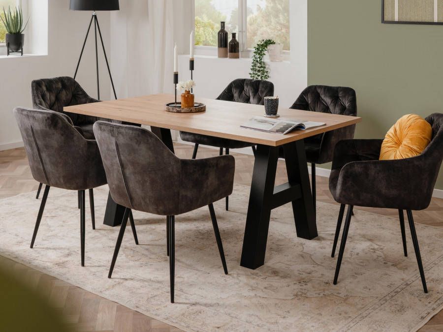 Mobistoxx Verlengbare eettafel FREDERICO 157>234 cm artisan eik zwart