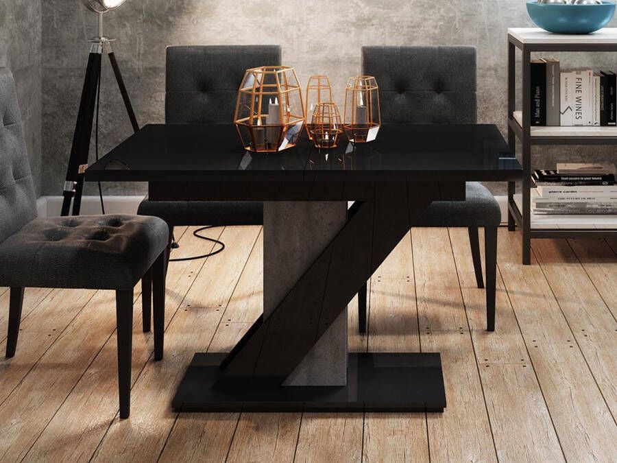 Mobistoxx Verlengbare eettafel MAEVA 120>160 cm hoogglans zwart beton