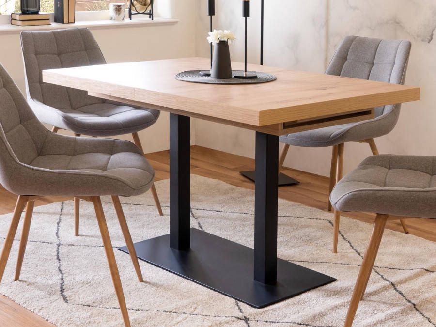 Mobistoxx Verlengbare eettafel QUADRI 120 cm artisan eik zwart