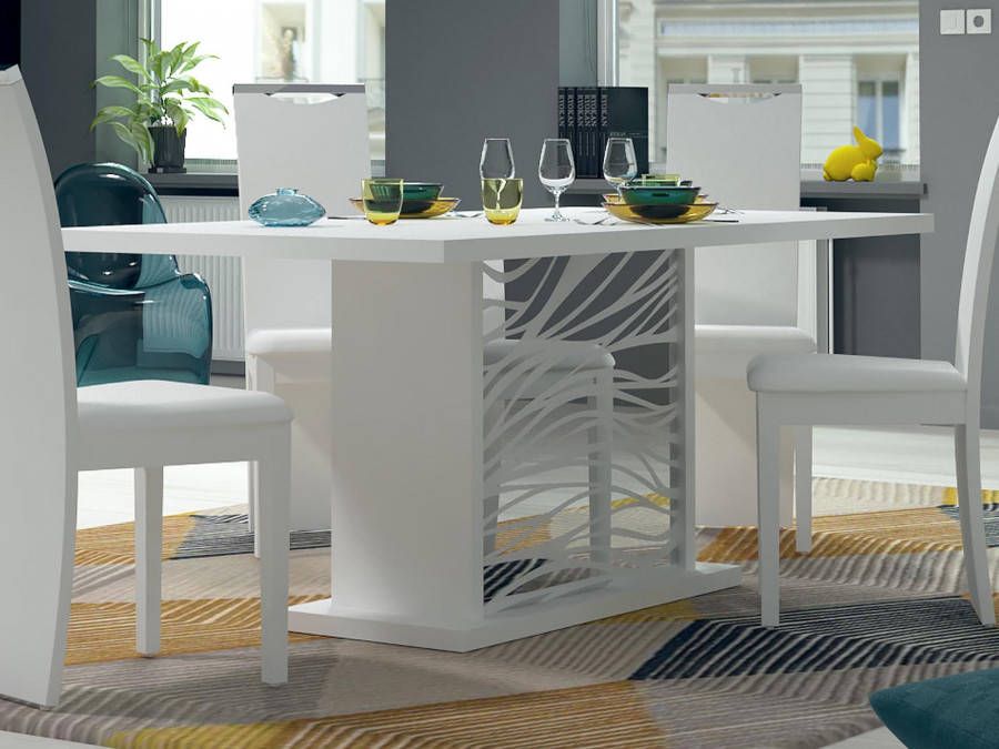 Mobistoxx Verlengbare eettafel SPYRO 180>225 cm wit hoogglans wit