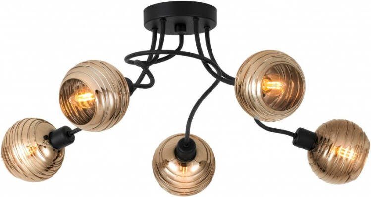 Eglo CREPPO Plafondarmaturen staal zwart glas gestoomd goudkleuren H: 245 mm | Ø 695 mm