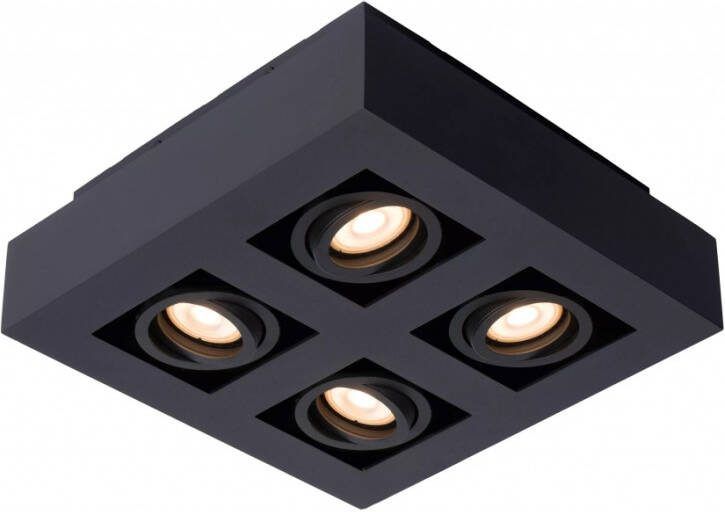 Lucide XIRAX Plafondspot LED Dim to warm GU10 4x5W 2200K 3000K Zwart