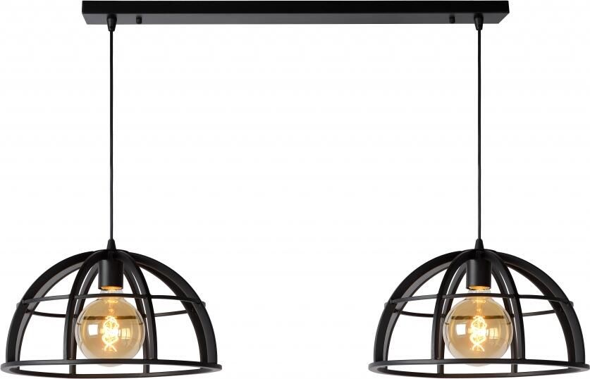 LUCIDE Hanglamp Dikra Zwart 2xe27