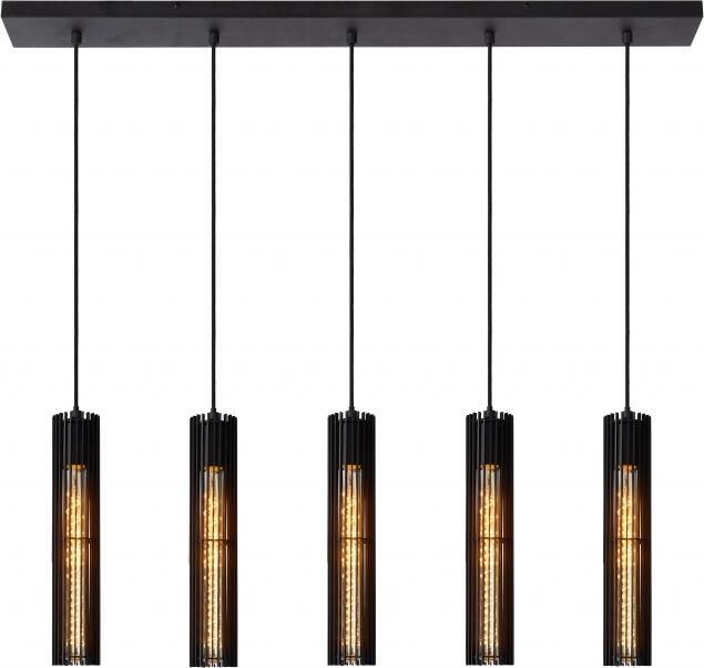 LUCIDE Hanglamp Lionel Zwart 5xe27