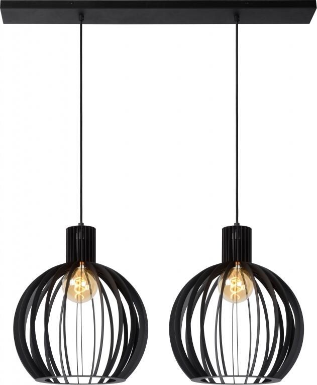 LUCIDE Hanglamp Mikaela Zwart Ø35cm 2xe27