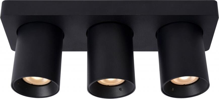 Lucide NIGEL Plafondspot LED Dim to warm GU10 3x5W 2200K 3000K Zwart