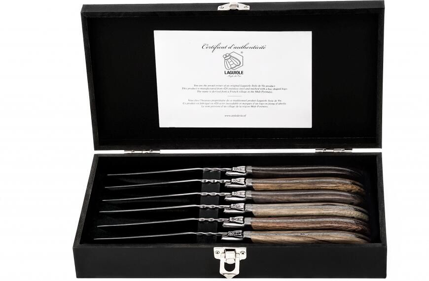 Laguiole Style de Vie Steakmessen Luxury Line 6-delig Houtkleurig - Foto 3