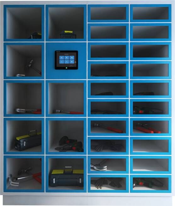 Smart lockerwall voor uitlenen productuitgifte met 30 vakken