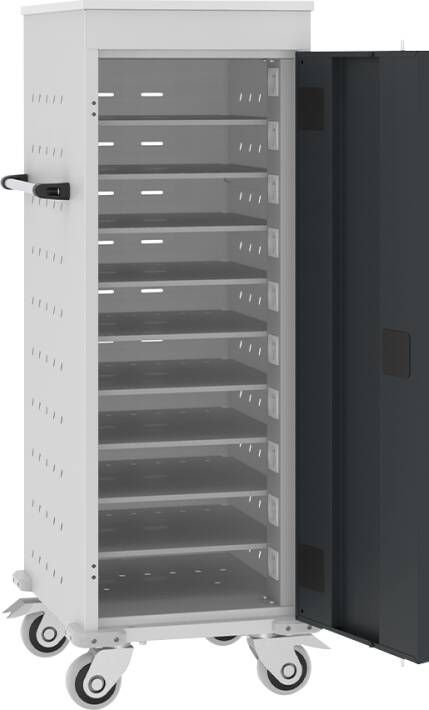 Verrijdbare laptop trolley voor 10 laptops met stroomvoorziening Antracietgrijs (RAL7016) Antracietgrijs (RAL7016)