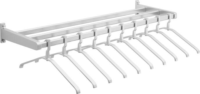 Schoolkapstok 150 cm breed met 15 kledinghangers zilver (type 7A)