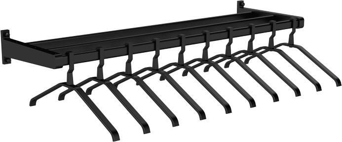 Schoolkapstok 150 cm breed met 15 kledinghangers zwart (type 7A)