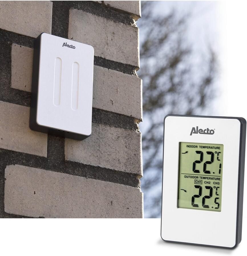 Alecto WS-1050 Draadloos weerstation Meet binnen- en buitentemperatuur in Compact formaat Wit