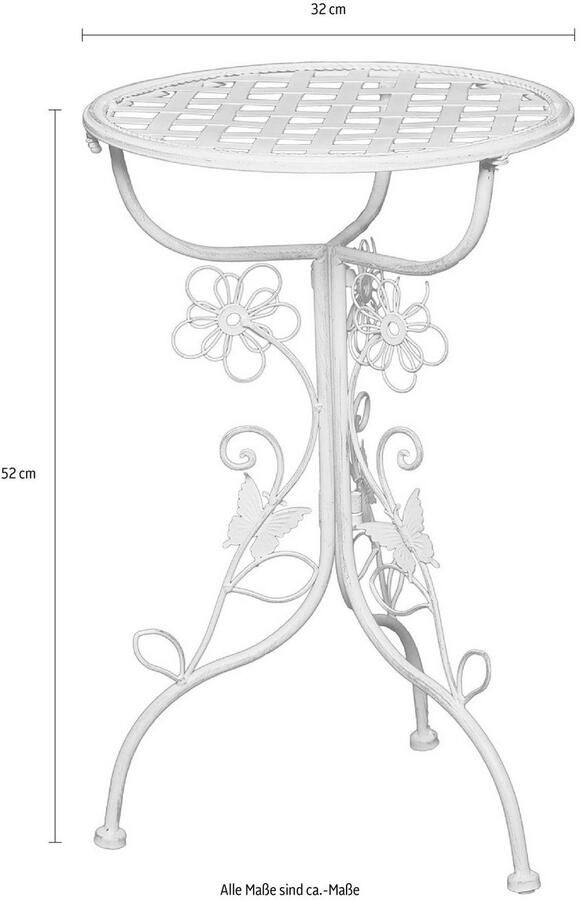 Ambiente Haus Plantentafeltje Metaal Geschikt voor binnen en buiten 53 cm Wit Oppottafel Plantentafel Plantentafel tuin Oppottafel buiten Bijzettafel