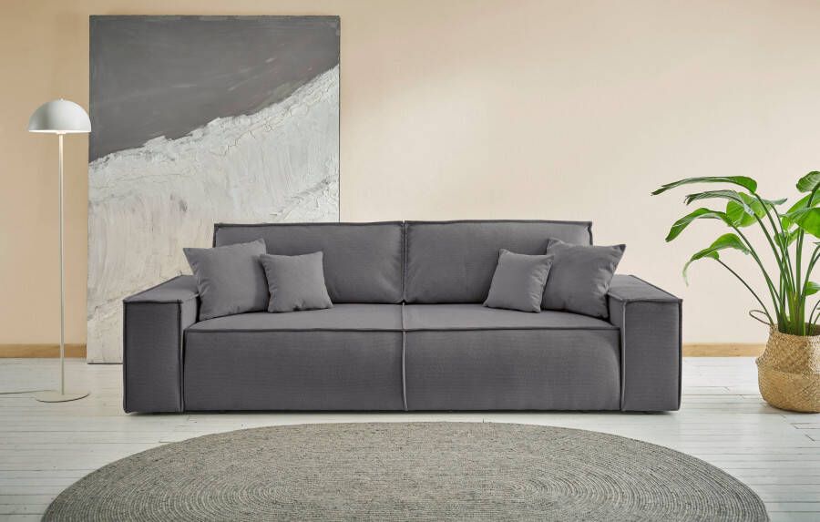 Andas 3-zitsbank FINNLEY bedbank 257 cm slaapfunctie met bedkist (200x136cm)