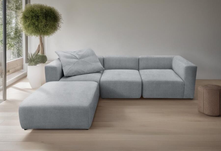 Andas 3-zitsbank Utvik kan individueel worden samengesteld Modulsofa bestaande uit 2 hoekelementen 1 middenstuk en 1 poef