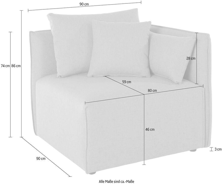 OTTO Bank-hoekelement Nöre Modulair om samen te stellen in vele stofkwaliteiten en kleuren (1 stuk)
