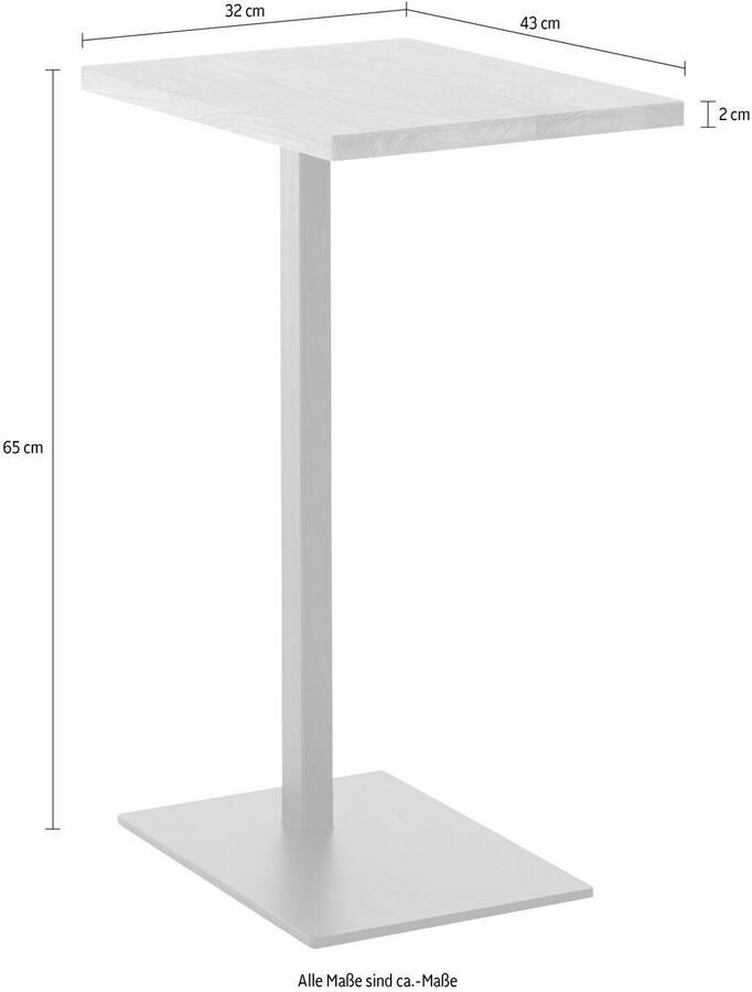 Andas Bijzettafel Coprosa van eikenhout fsc gecertificeerd stabiel metalen frame hoogte 65 cm