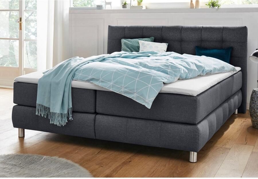 Andas Boxspring Salo XXL in fluwelige look of structuurstof 6 breedten in extra lang 220 cm 4 hardheden