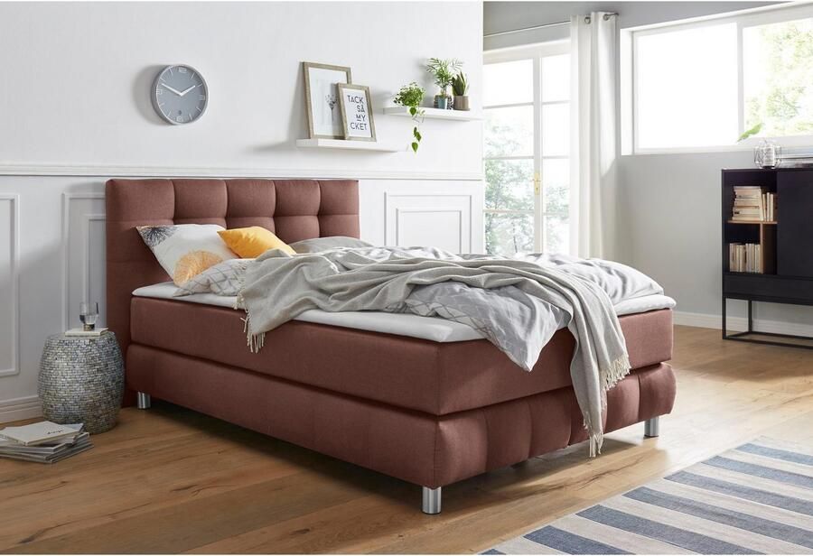 Andas Boxspring Salo XXL in fluwelige look of structuurstof 6 breedten in extra lang 220 cm 4 hardheden