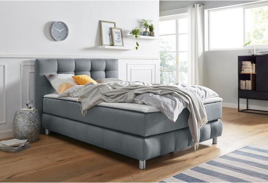 Andas Boxspring Salo XXL in fluwelige look of structuurstof 6 breedten in extra lang 220 cm 4 hardheden