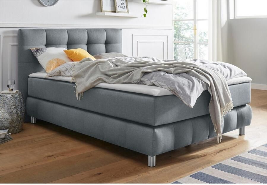 Andas Boxspring Salo XXL in fluwelige look of structuurstof 6 breedten in extra lang 220 cm 4 hardheden