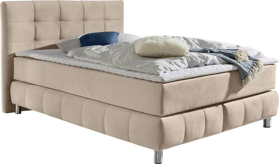 Andas Boxspring Salo XXL in fluwelige look of structuurstof 6 breedten in extra lang 220 cm 4 hardheden