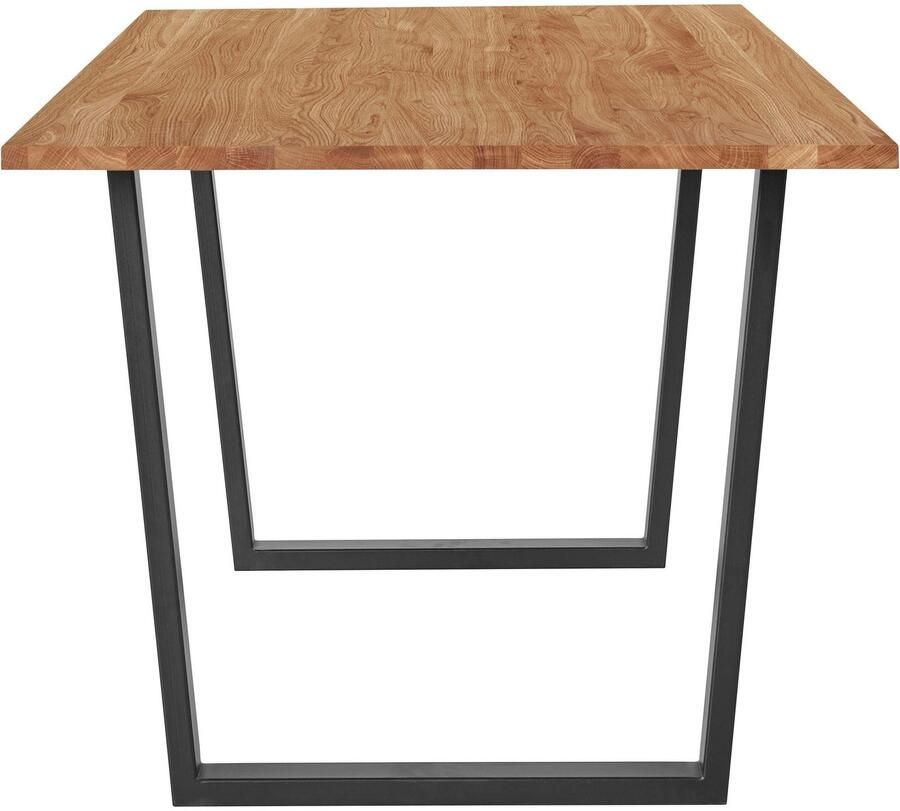 Andas Eettafel Tafelblad van massief eiken massief FSC hout onderstel van metaal