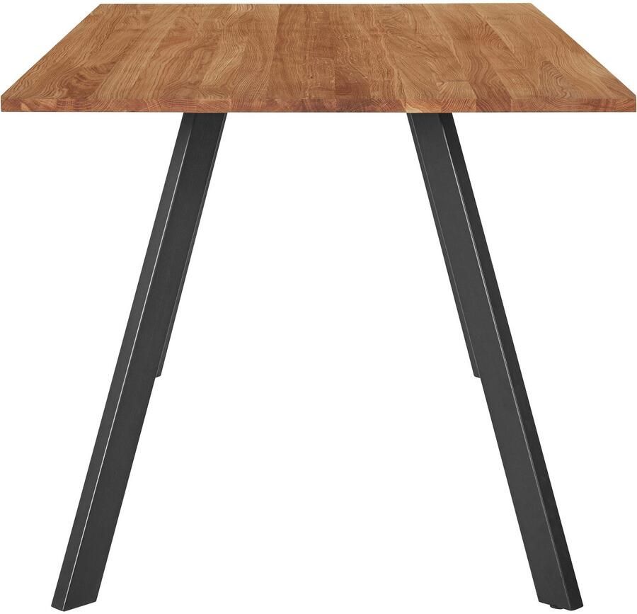 Andas Eettafel Tafelblad van massief eiken massief FSC hout onderstel van metaal