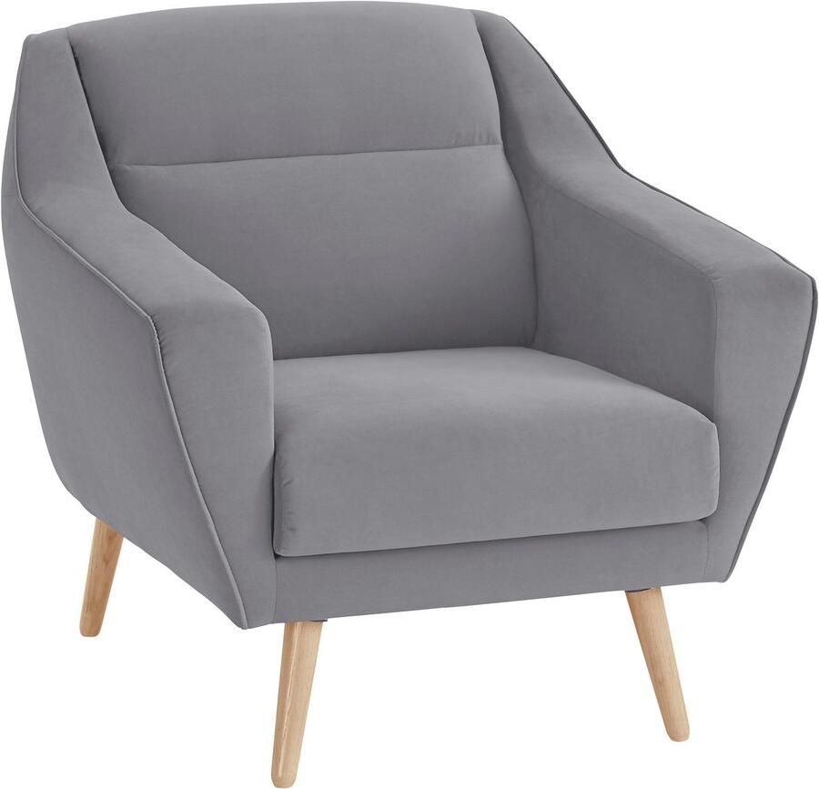 OTTO Fauteuil Bille met naad in het rugkussen en eikenhouten poten design by morten georgsen (set)