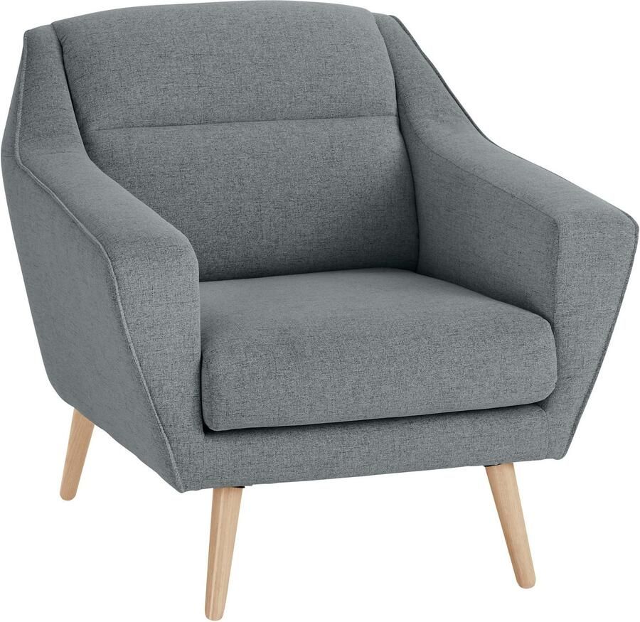 OTTO Fauteuil Bille met naad in het rugkussen en eikenhouten poten design by morten georgsen (set)
