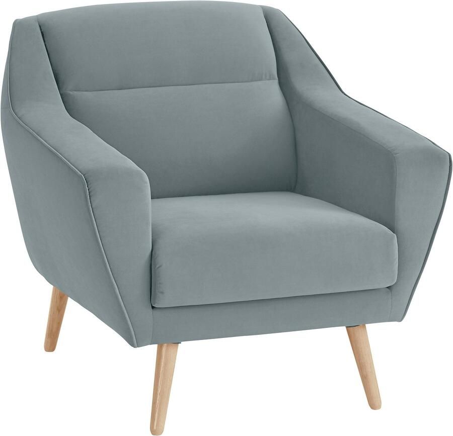 OTTO Fauteuil Bille met naad in het rugkussen en eikenhouten poten design by morten georgsen (set)