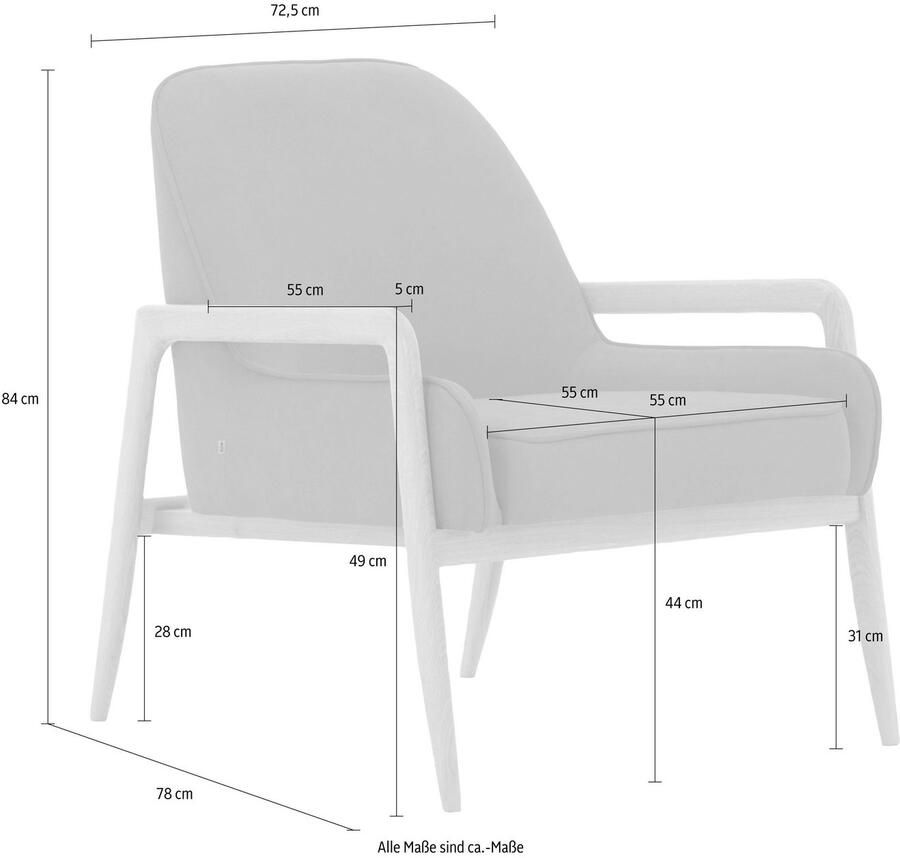 Home affaire Fauteuil Braga naar keuze met frame van eiken in donker of beukenhout in licht (set)
