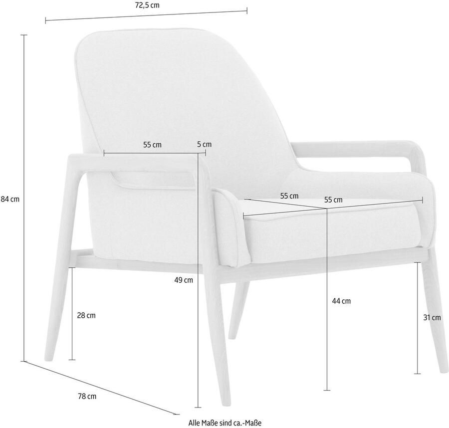 Home affaire Fauteuil Braga naar keuze met frame van eiken in donker of beukenhout in licht (set)