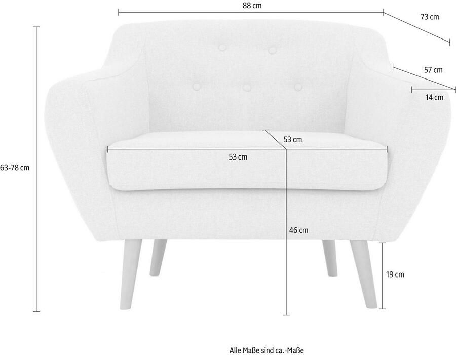 Home affaire Fauteuil Hol met capitonnage achter in scandinavische stijl (set)