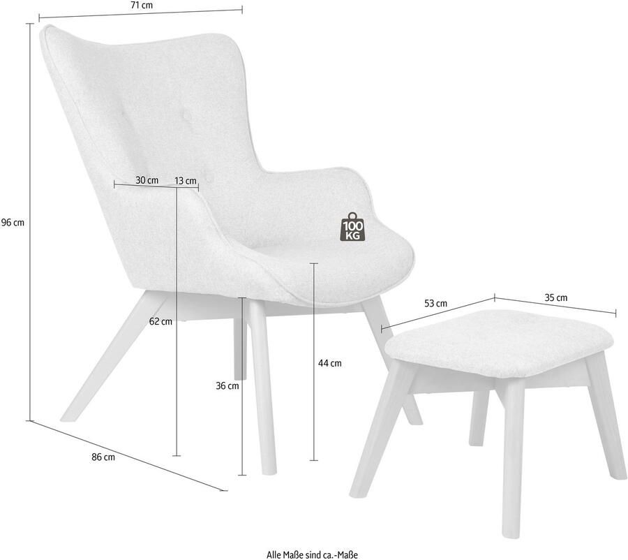 Home affaire Fauteuil Nicko naar keuze met of zonder kruk