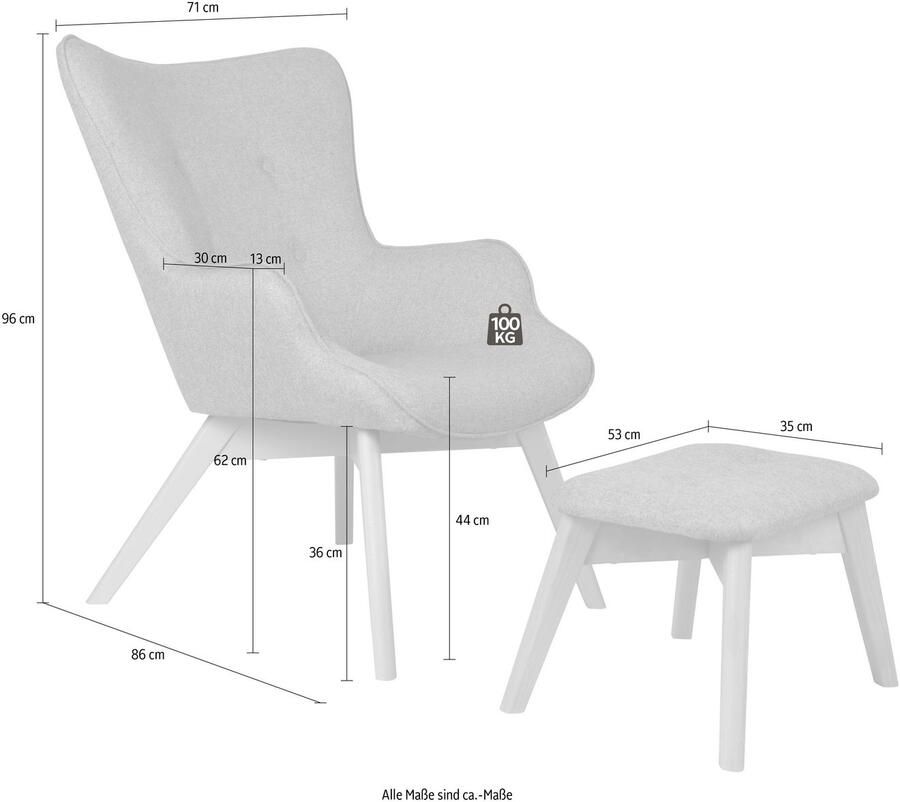 Home affaire Fauteuil Nicko naar keuze met of zonder kruk