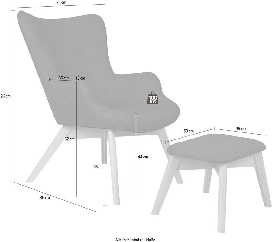 Home affaire Fauteuil Nicko naar keuze met of zonder kruk