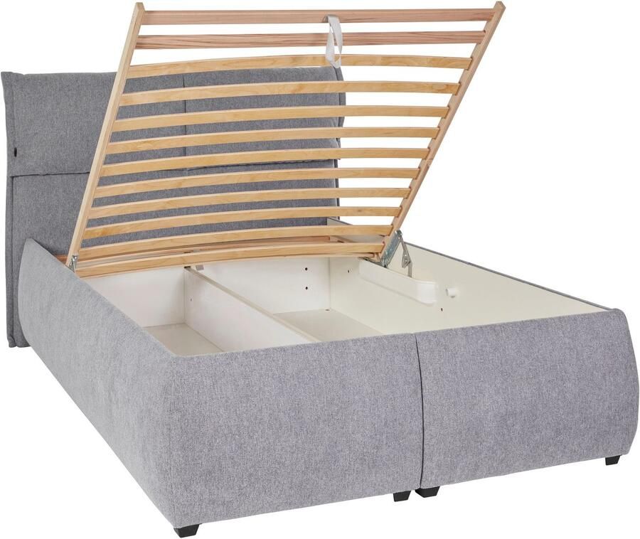 Andas Gestoffeerd bed Jenson als bedframe of met 3 matrassoorten en hardheden