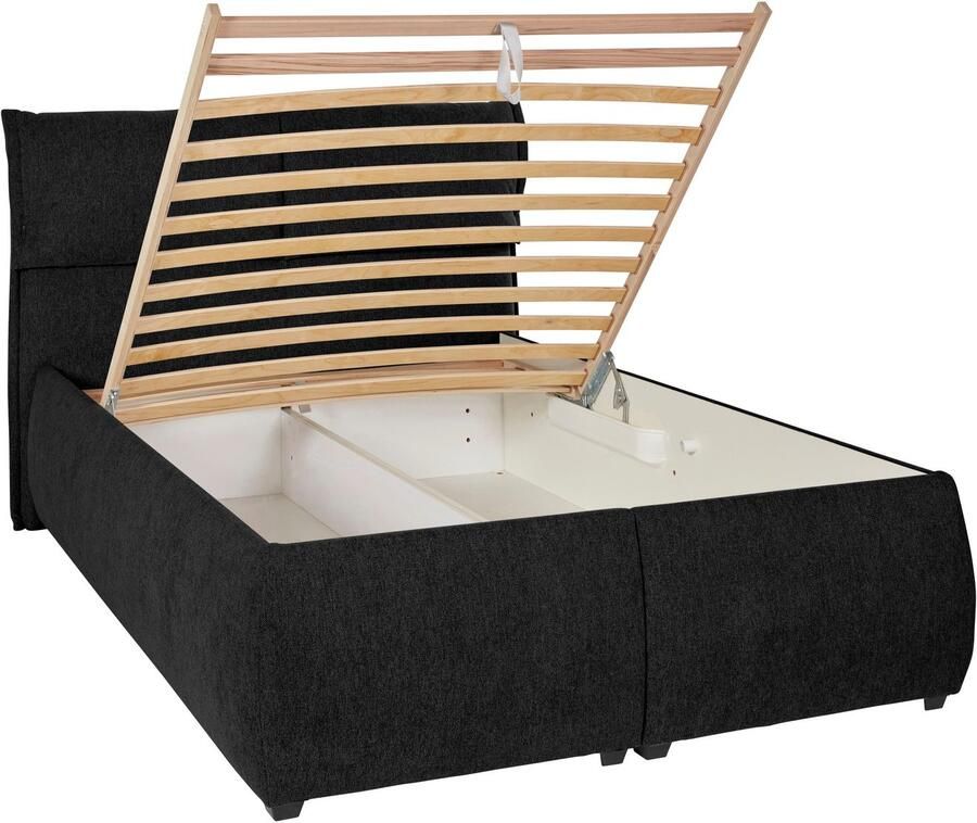 Andas Gestoffeerd bed Jenson als bedframe of met 3 matrassoorten en hardheden