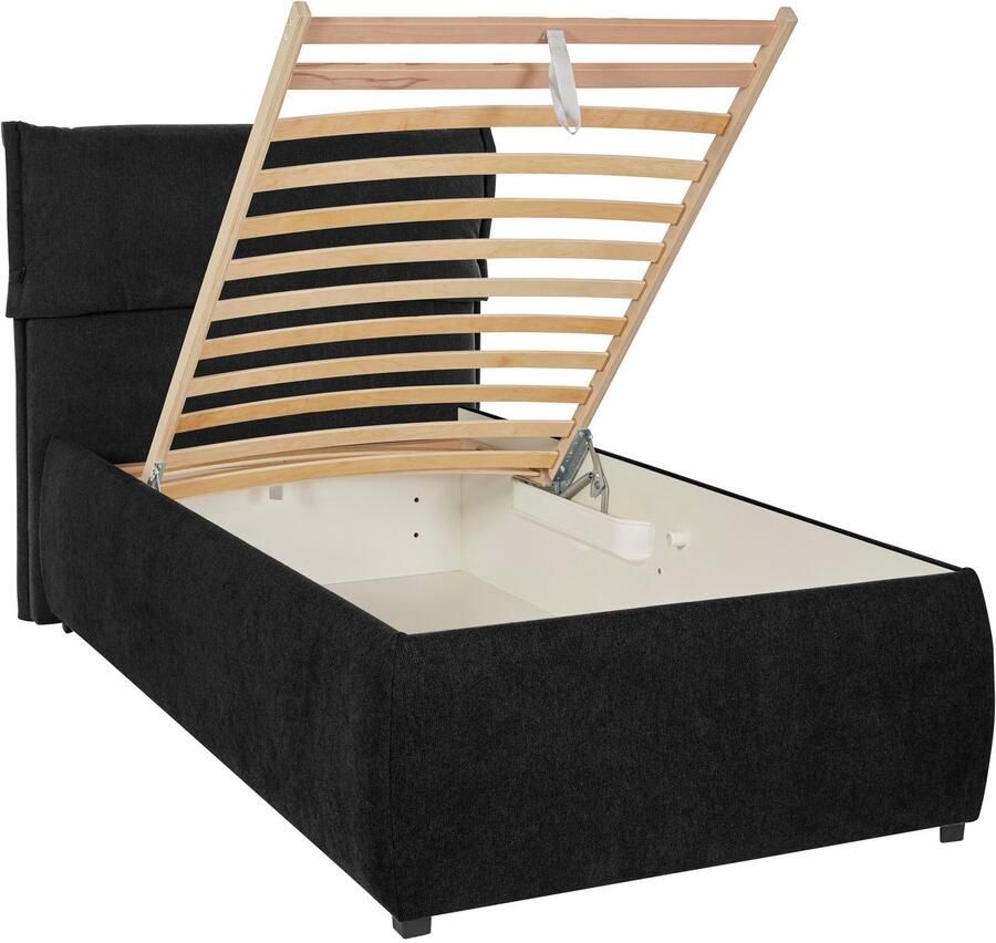 Andas Gestoffeerd bed Jenson als bedframe of met 3 matrassoorten en hardheden
